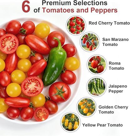 Heirloom Tomato Seed Pod Kit for AeroGarden, idoo, Ahopegarden, MUFGA with Red Heirloom/Golden Harvest Cherry Tomato, Roma/San Marzano/Yellow Pear Tomato - Hydroponics Supplies for Most Brand (7-pod)