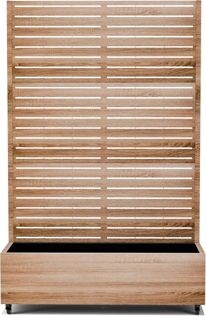 Raised Garden Bed with Trellis and Wheels,73"x35"x16" Metal Raised Garden Bed,Wood Finish Metal Planter with Climbing Trellis for Vines & Vegetables