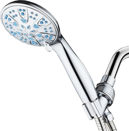 AquaDance 5514 Antimicrobial – Anti-Clog High-Pressure 6-Setting Hand Microban Nozzle Protection from Growth for Stronger Shower 3 Color Choices, Aqua Blue Jets,4 Inch