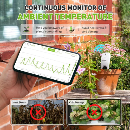RainPoint 3-in-1 Smart Wireless Soil Moisture Meter for Plants Indoor/Outdoor Without Hub, WiFi APP Temperature Sunlight Sensor for Gardening Lawn Houseplants Monitor Hygrometer