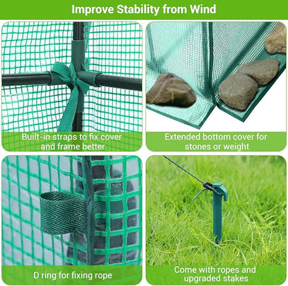 Greenhouse for Outdoors with Screen Windows, Ohuhu Upgraded 4 Tiers 11 Shelves Walk-in Greenhouses with Durable PE Cover, Outside Garden Plastic Green House with Ground Pegs & Ropes for Stability