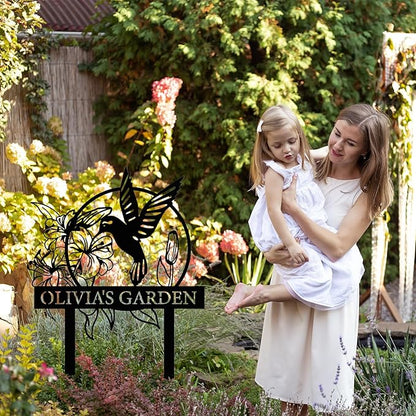 Personalized Garden Signs | Garden Stake Metal Sign | Custom Garden Sign | Customized Bird Garden Name Sign Yard Sign| Garden Signs Decorative Outdoor | Personalized Camping Gifts