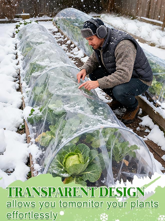 Alphatool Greenhouse Cover Plastic Sheeting - 12 x 25 ft Plant Covers Freeze Protection, Frost Cloths for Outdoor Plants, Clear Floating Row Cover for Outdoors Garden Plants Vegetables Crops