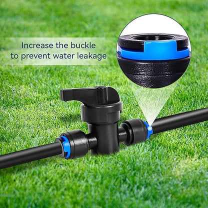 10 Pack 1/4" Drip Irrigation Shut Off Valve, Quick Connect Universal Drip Irrigation Tubing Coupling Valve, Connector Locking Fitting for Sprinkler or Drip Irrigation System