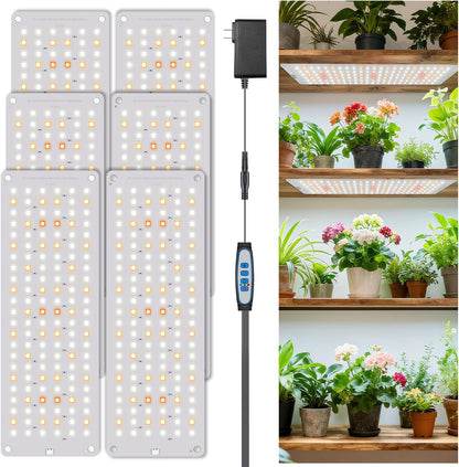 Grow Lights for Indoor Plants, 882 LED Full Spectrum Plant Light 6 Panel for Growing Seedling Starting, Slim Grow Lamp with UL Adapter, 6/12/16H Timer, 3 Light Modes, 5 Dimmable
