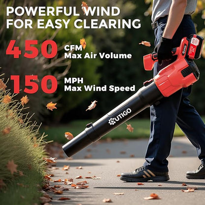 Leaf Blower, Cordless Leaf Blower with 2 x 4.5Ah Batteries and Fast Charger, 2 Speed Mode, Lightweight Leaf Blowers for Blowing Leaves, Patio Cleaning, Lawn Care and Dust