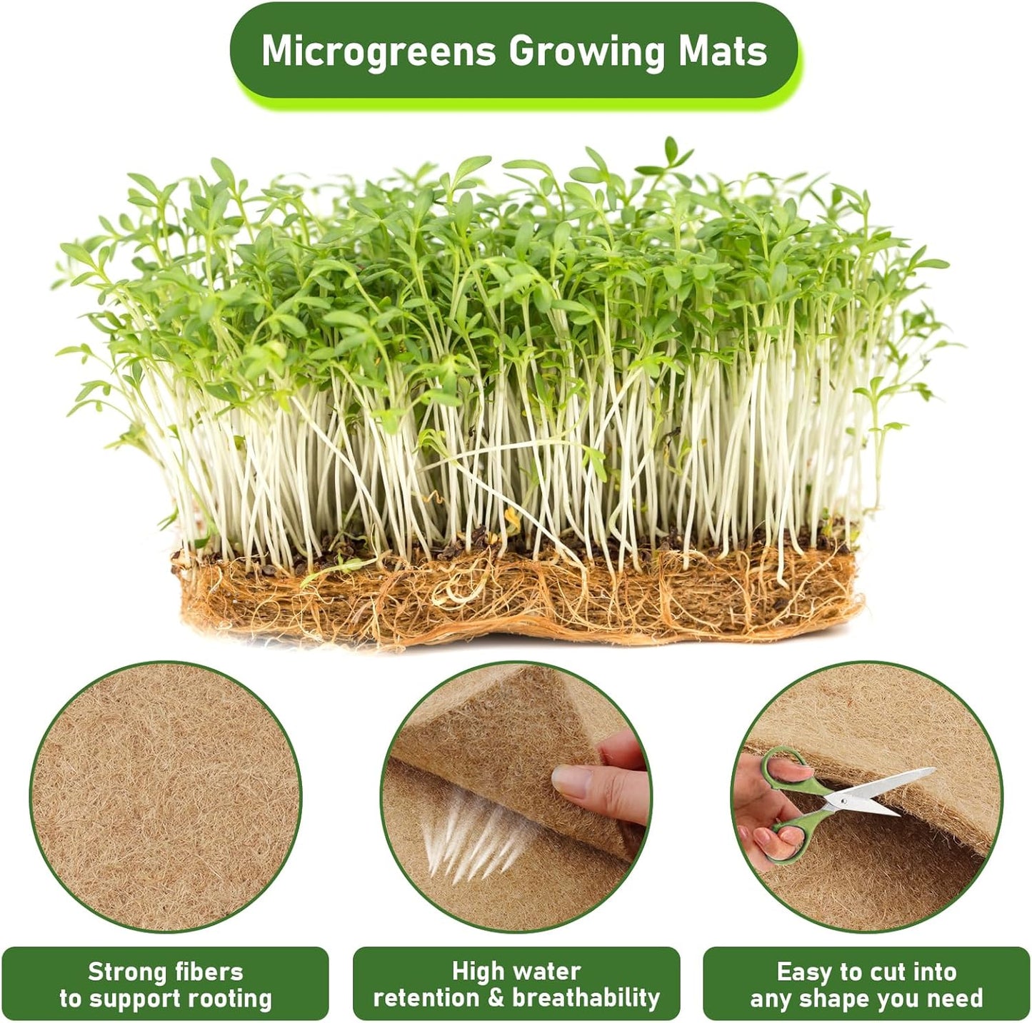 Legigo 24 Pack Jute Plant Grow Mat for Microgreens- 10" X 20" Hydroponic Grow Pads for 1020 Growing Trays, Hemp Fiber Mats Sprouting Pads Microgreens Growing Kit for Indoor Organic Wheatgrass Sprouts