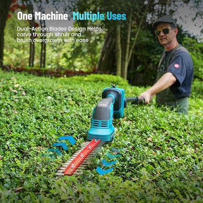 SEESII 6-in-1 Cordless Pole Saw & Hedge Trimmer Grass Shears Combo Kit, Electric Mini Chainsaw with 2×4.0 Ah Batteries, Extension Tree Pruner, Bush Trimmer Limb Branch Cutter, 16ft Long Reach