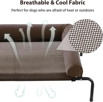 RRPETHOME Elevated Cooling Dog Bed,Raised Dog Cots Beds for Large Dogs,Outdoor Pet Bed for Large Dogs,Chew Proof Portable Cooling Pet Cot Skid-Resistant Feet,Frame with Breathable Mesh