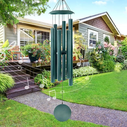 ASTARIN 45in Wind Chimes for Outside，Memorial Wind Chimes Large with 6 Heavy Tubes,Sympathy Gifts, Large Deep Tone for Garden Hanging Decor, Gift for Mom Women Grandma Neighbors,Green