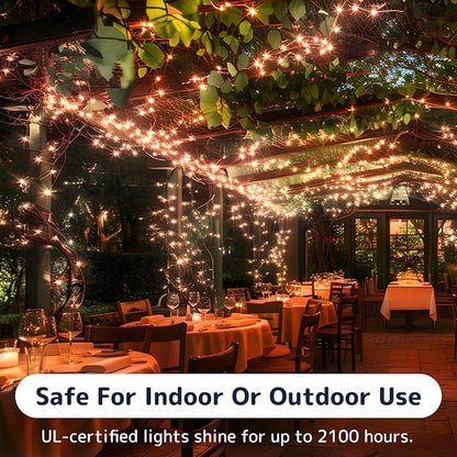 PREXTEX Halloween Lights (20 Feet, 100 Bulbs) - Halloween Party Decorations and Christmas Lights with Black Wire - Holiday Decorations Indoor or Outdoor String Twinkle Lighting - Orange