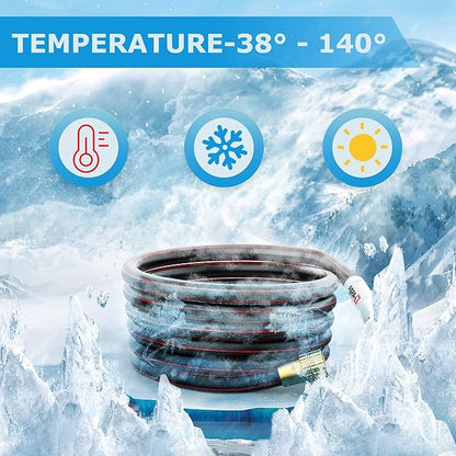 YASQA Water Hose 50 Ft, Flexible, Leakproof, Lightweight Lead In Rubber Hose 5/8" Diameter X 50ft Kink Free 150PSI Durable High Burst Strength Industrial Garden Hose