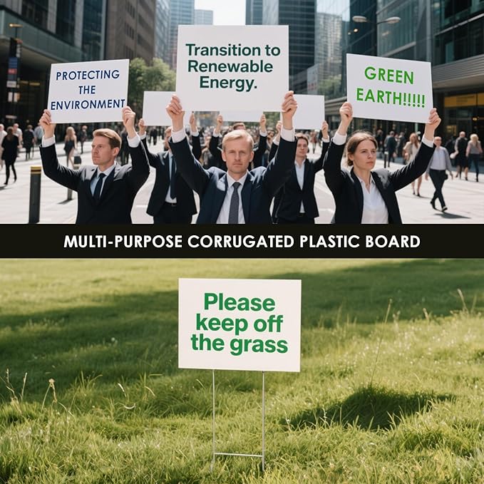 WENWELL 10 Large Blank Yard Signs with Stakes 18 x 12",Corrugated Plastic Lawn Sign kit for Estate Garage Sale,Party,Birthday,Wedding,Campaign,Parking,Make you own Outdoor Sign