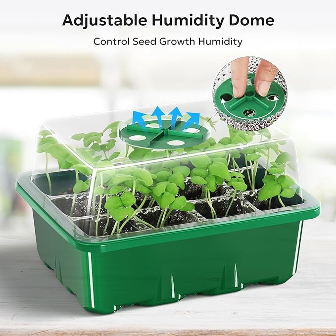 MIXC 10 Packs Seed Starter Tray Seed Starter Kit with Humidity Dome (120 Cells Total Tray) Seed Starting Trays Plant Starter Kit and Base Mini Greenhouse Germination Kit for Seeds Growing Starting