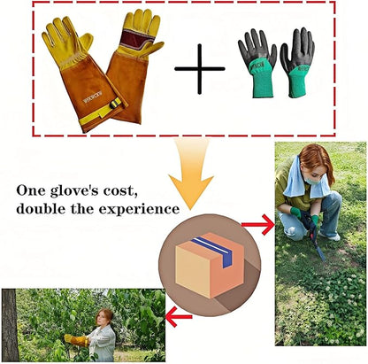 Gardening Gloves for Women/Men,Rose Pruning Long Leather Garden Gloves Thorn Proof
