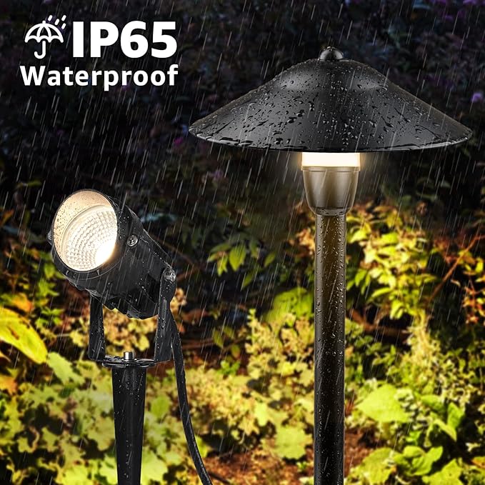 SUNVIE LED Landscape Lighting Kit Low Voltage Landscape Lights with Transformer Low Voltage Pathway Lights Aluminum Landscape Spotlights Path Lights with Connectors for Yard House Garden Tree