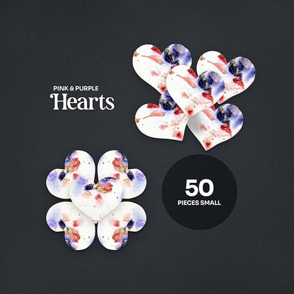 50 pcs Small Seed Paper – Pink and Purple Plantable Wildflower Hearts for Bridal Shower, Wedding Gift, Birthday, Mother's Day & Other Milestone Celebrations