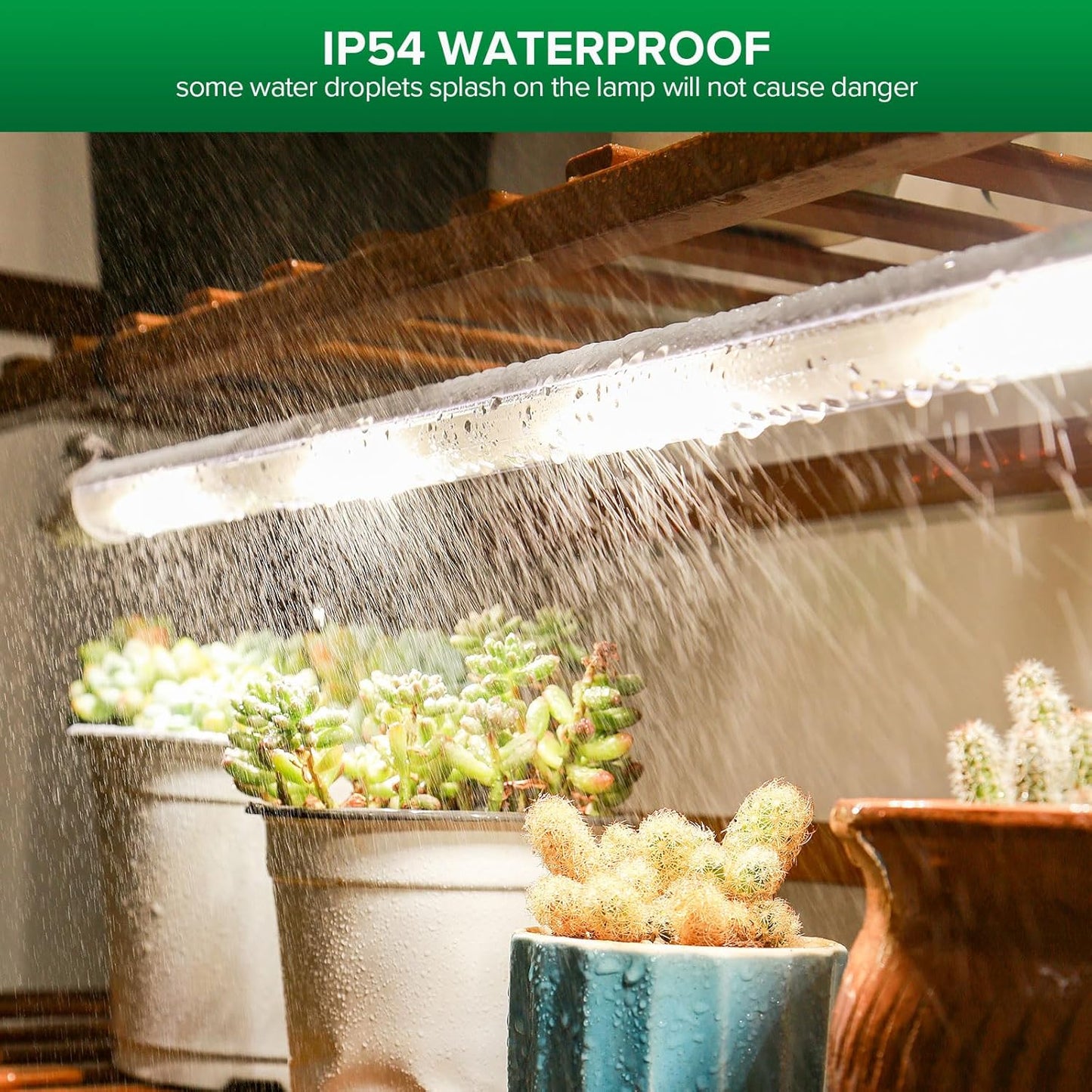 SANSI T8 Grow Lights for Indoor Plants, 2FT 4000K Full Spectrum, 25W (195W Equivalent) LED Grow Light Strips with 4-Level Dimmable, Auto On Off 4 8 12 Hrs Timer, IP54 Waterproof for Seed Starting