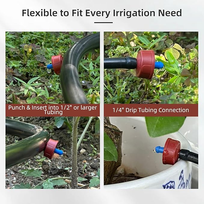30PCS 0.5 GPH Pressure Compensating Drip Irrigation Spot Watering Drippers/Emitters, Self-Cleaning Constant Flow Drip Irrigation Emitters Heads Irrigation Drippers Parts for Drip Irrigation System