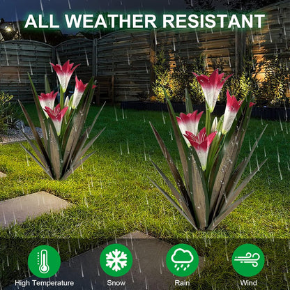 Homight Metal Agave Plant Outdoor Decoration Lily Mexican Yard Art Garden Gift Home Decor Hand Painted Metal Agave Garden Yard Statue, Outdoor Lawn Ornaments (2 Big Red Lilies)