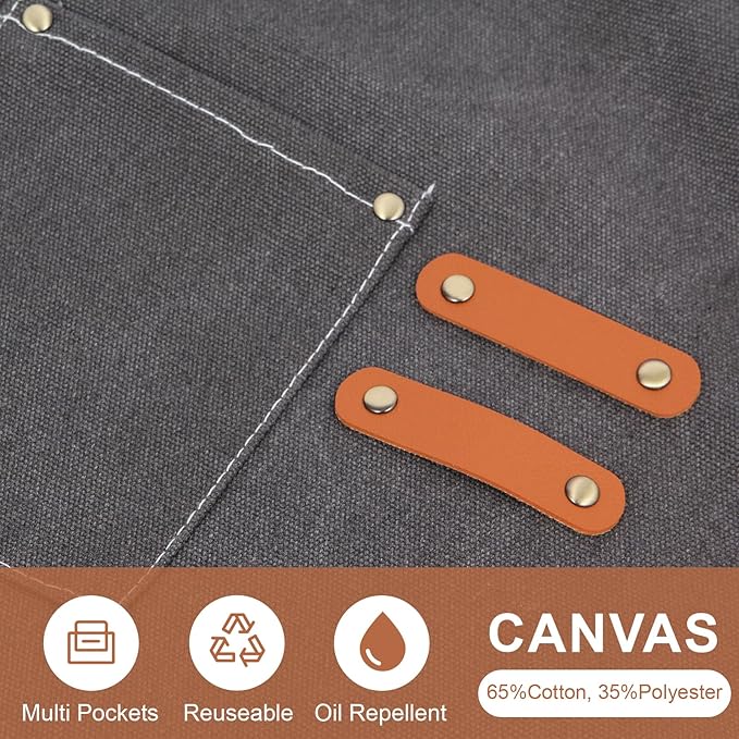 Multi-Functional Men's Tool Apron, Multi-Pocket Canvas Apron, Woodworking, Mechanic, Blacksmith, Waiter Work Apron