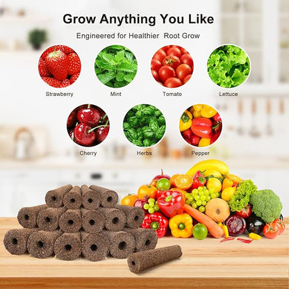 Ahopegarden 50pcs Hydroponic Pods Kit: Compatible with AeroGarden Herb Kits with 50 Grow Sponges; 50 Pods Lable, Highly Breathable - Indoor Garden Kit Supplies for Most Brands