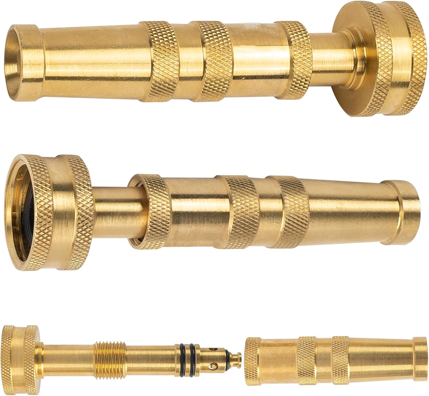 Hourleey Adjustable Twist Hose Nozzle, 4" Heavy-Duty Brass Hose Nozzle with 8 Garden Hose Rubber Washers (4 Pack)