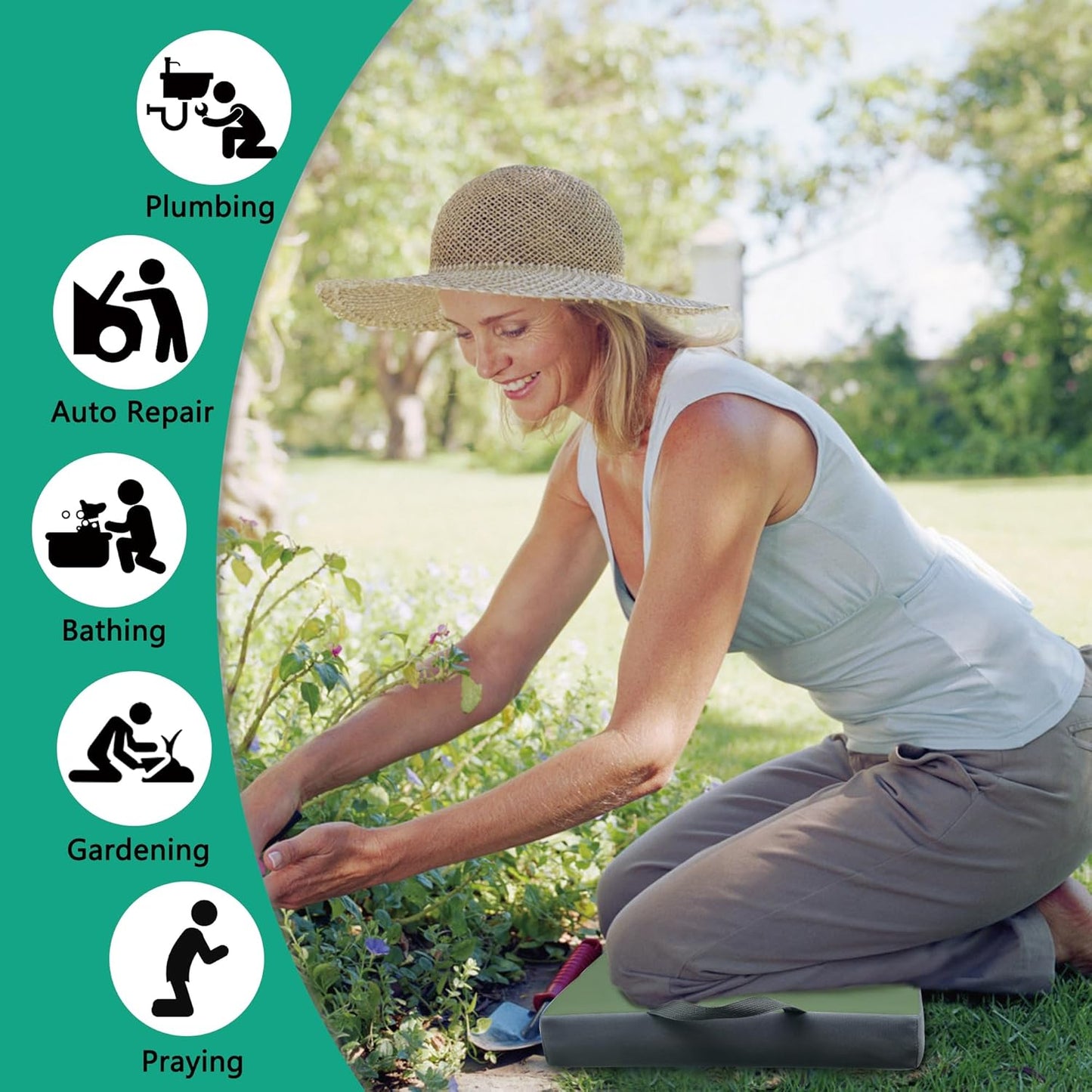 KI Store Garden Kneeling Pad Memory Form Knee Cushions for Gardening Extra Thick Knee Pad Water Resistant Prayer Pillow for Work Yoga Physical Therapy Olive Green