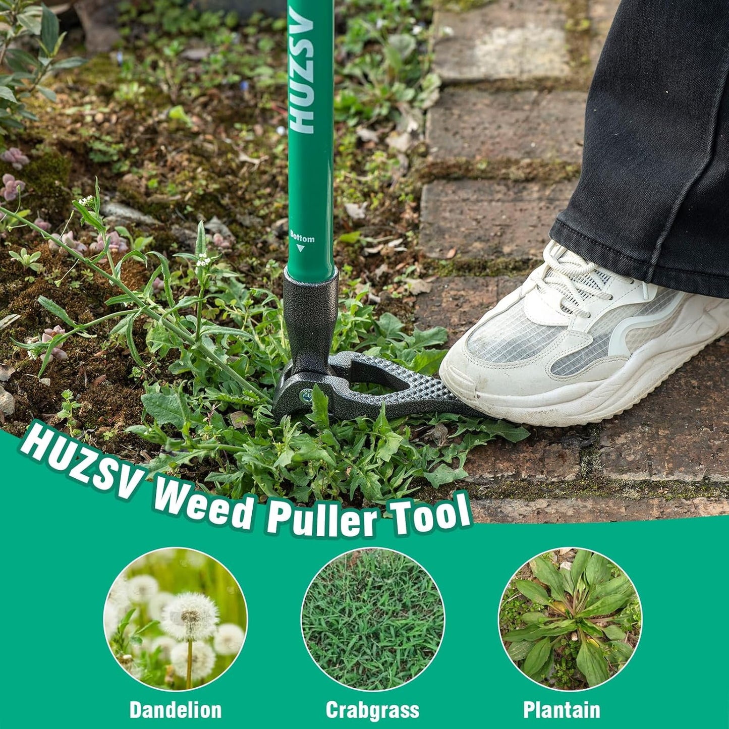 Weed Puller Tool Gardening Hand Weeding Tool with Long Handle 4 Steel Claws and Collapsible Trash Can for Lawn and Garden,Easily Remove Weeds Without Bending, Pulling,or Kneeling