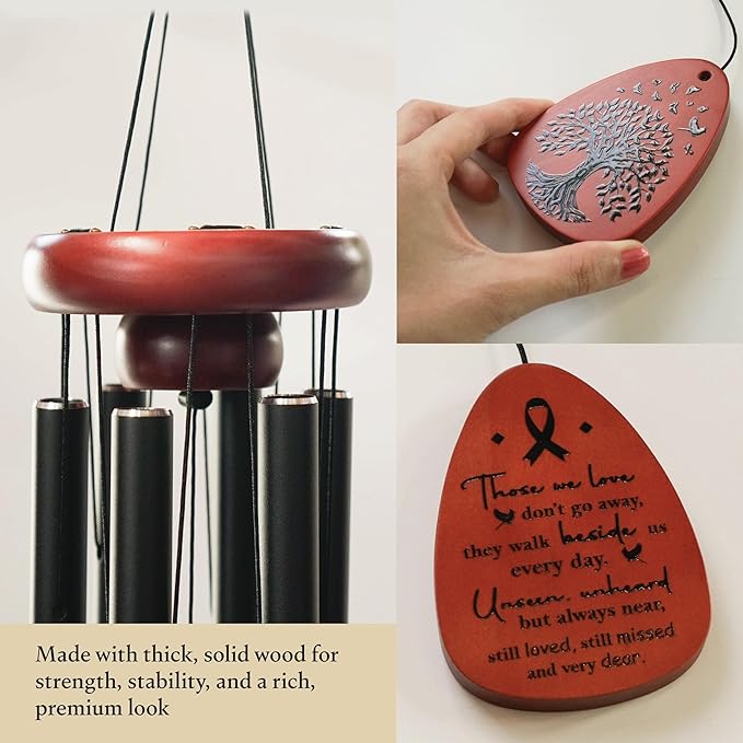 Sympathy Wind Chimes 37 inches Funeral Gift with Premium Packaging and Sympathy Card Memorial for Loss of a Loved One, Outdoor Bereavement Mom Dad Family