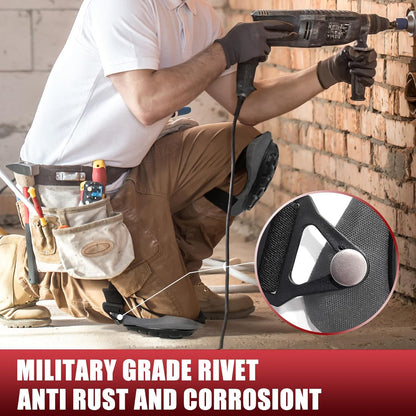 Professional Knee Pads for Work Construction with Heavy Duty Cap Foam Padding Gel Cushion Knee Pads for Men, Comfortable Adjustable Strong Strap, Military Grade Rivet for Flooring Gardening, Grey