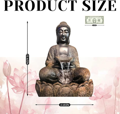 Outdoor Water Fountain Outside, Garden Fountain, Buddha Statue Outdoor/Indoor for Home, Buddha Decor & Gifts, Buddah, Buda, Budda, Buddhas, Chinese Decor & Gifts, Feng Shui (Small)