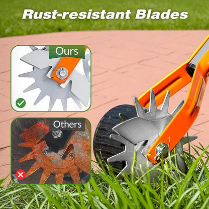 Walensee Wheel Rotary Edger, 69.7 Inch Hand Manual Edger Lawn Tool with Adjustable Stainless Steel Handle, Trimming Grass Weed Edger with Cushion Grip for Garden Sidewalks Driveways and Landscaping