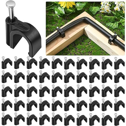 100 Pcs Drip Irrigation 1/2" and 5/8" Tubing Mounting Clips, Firm and Easy to Install, Drip Irrigation Kit Connector, Black