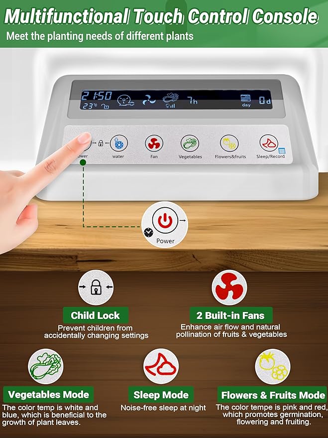 Hydroponics Growing System Kit, 17 Pods Herb Garden with 102 28W Full-Spectrum Grow Lights & 2 Fans, Indoor Garden with Water Pump, 10L Water Tank, Auto Timer, Height Adjustable (White & Grey)