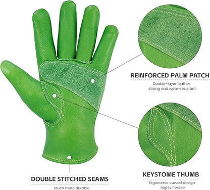 Leather Work Gloves for Men & Women, Reinforced Durable Gardening Gloves,Cowhide Work Gloves,Puncture & Cut Resistant