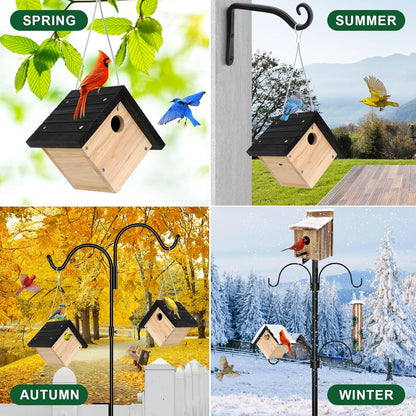 Gtongoko Hanging Wren Bird Houses for Outside, Cedar Wooden Bird Houses for Outdoors, Bird Nest with Air Vents, 1-1/8‘’ Entrance Hole, Clean Door for Wildbird Watching, 1 Pack Black