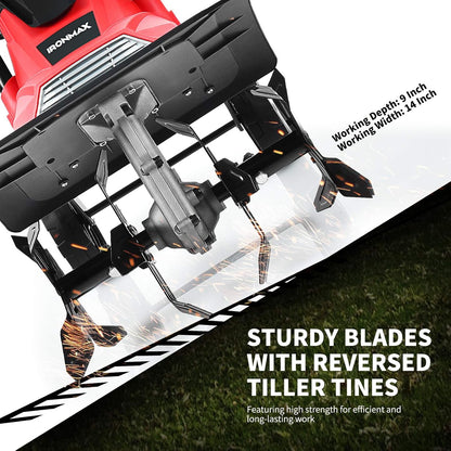 Goplus 14-Inch 10 Amp Corded Electric Tiller and Cultivator, Powerful Tillers w/ 9-Inch Tilling Depth, 4 Tines, Rototillers Tool for Garden Lawn Soil Digging