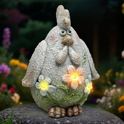 Solar Chicken Garden Statue with LED Lights for Outdoor Decoration,Chicken Statue Sculpture Yard Decorations, Outdoor Animal Figurine Gifts for Garden Patio Lawn Backyard Farmhouse