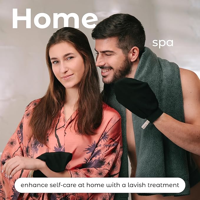 MainBasics Exfoliating Gloves for Shower – Korean Body Scrub Mitts for Dead Skin, Deep Cleansing, Spray Tan Prep & KP Treatment (2 Pack)