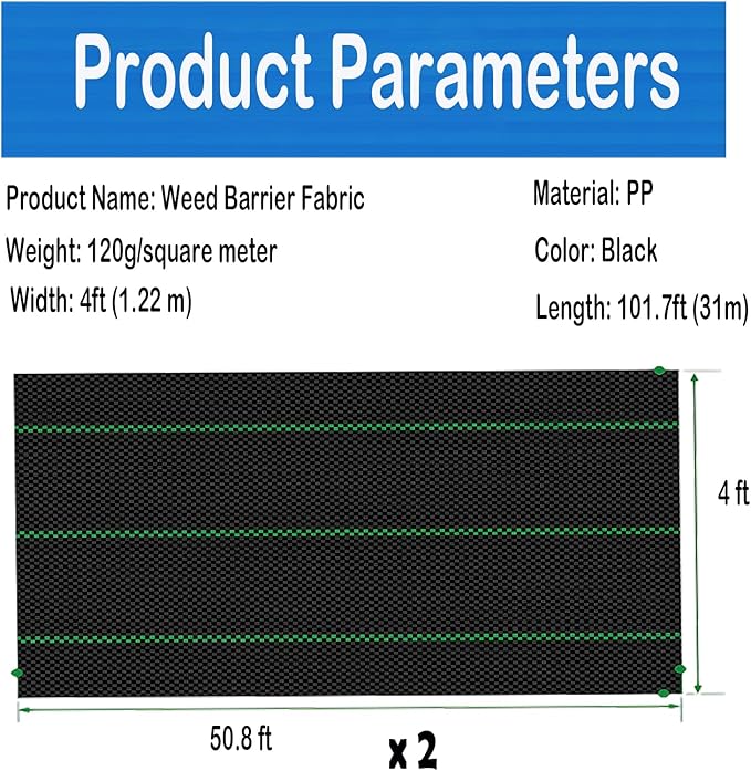 4 FTX100 FT Weed Barrier Fabric Heavy Duty, 4.23oz Landscape Fabric, with 60pcs U-Shaped Landscape Fabric Staples and 60pcsGarden Stakes Gaskets, 1 Shears