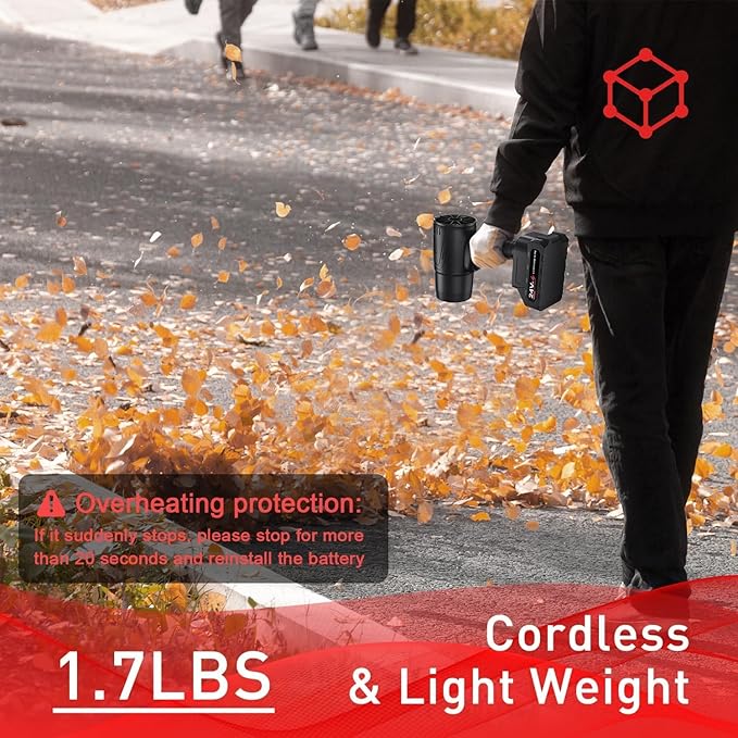 Leaf Blower Cordless with Battery, 20000RPM 150MPH, 2024 New Model & Portable, 21V*2 Pcs Li-ion Battery, Patio Cleaning, Lawn Care, Blowing Leaves and Dust, etc.