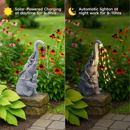 Solar Elephant Garden Statue Decor with Constant LED Lights - Lawn Patio Yard Balcony Lucky Elephant Ornaments,Unique Holiday Housewarming