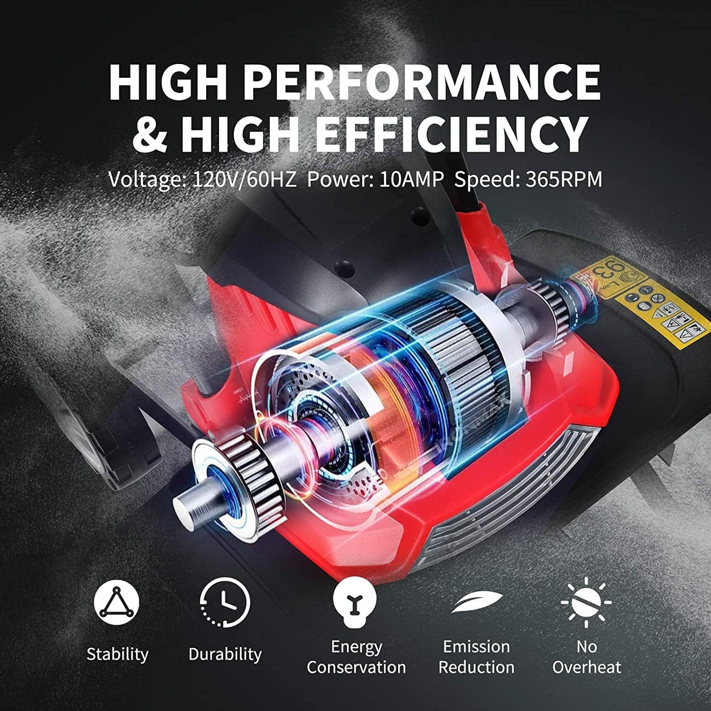 GRAFFY 10 Amp Electric Garden Tiller, Rototillers Tool with 14 Inch Tilling Width & 9 Inch Working Depth, Corded Electric Tiller and Cultivator for Garden, Lawn, Digging, Weed Removal