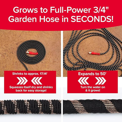 Pocket Hose Copper Head UV w/Pocket Pivot, Expandable Garden Hose 50 FT w/10 Pattern Thumb Sprayer AS SEEN ON TV 650psi 3/4in Ultra-Light Solid Copper Anodized Aluminum Fittings No-Kink No-Lead