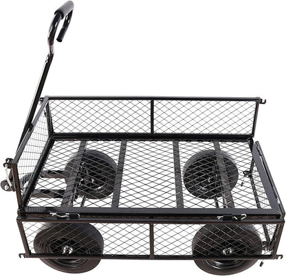 Wagon with Removable Sides Can be Used in Farms, Warehouses etc l Garden Dump cart- A Must-Have for Your Dream Garden Garden Essential- Dump cart Solid Wheels (Black Solid Wheels)