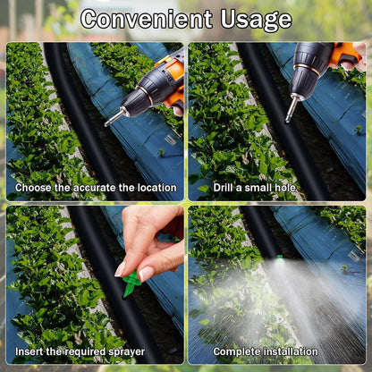 270pcs Drip Irrigation Emitters 90/180/360 Degree Micro Sprinkler Heads Misting Sprinkler Refraction Automizing Sprinkler Nozzle Misting Nozzles for Garden Agriculture Lawn Irrigation System