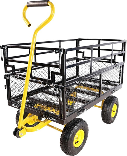 with a Four-Wheeled Trailer with a Double-Deck Detachable Side,The Steel Multifunctional Heavy-Duty net car can be Used in Farms,Warehouses and Other Places.