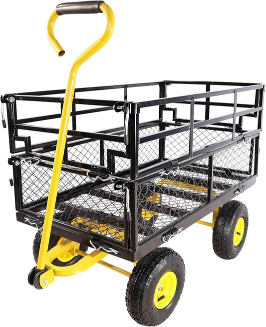 with a Four-Wheeled Trailer with a Double-Deck Detachable Side,The Steel Multifunctional Heavy-Duty net car can be Used in Farms,Warehouses and Other Places.