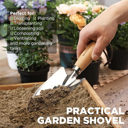 WORKPRO Garden Tool Set, 3 Pcs Gardening Hand Tools with Wood Handle, Weed Puller, Crack Weeder, Hand Trowel, for Planting, Digging, Weeding, Ideal Gardening for Women & Men